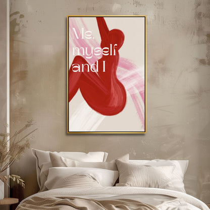 “Self Love Abstract Oil Painting in Pink and Red Tones for Modern Decor”