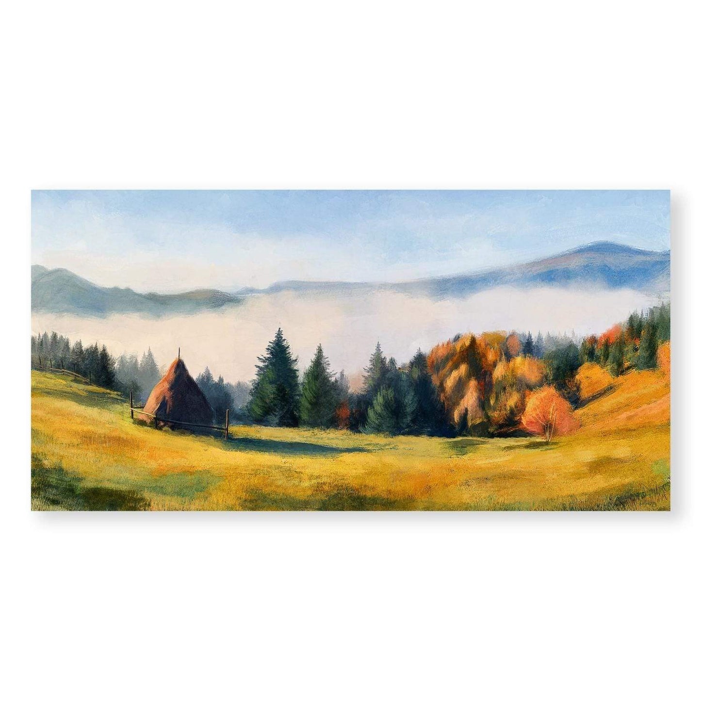 Tranquil Mountain Landscape Oil Painting for Serene Home Decor