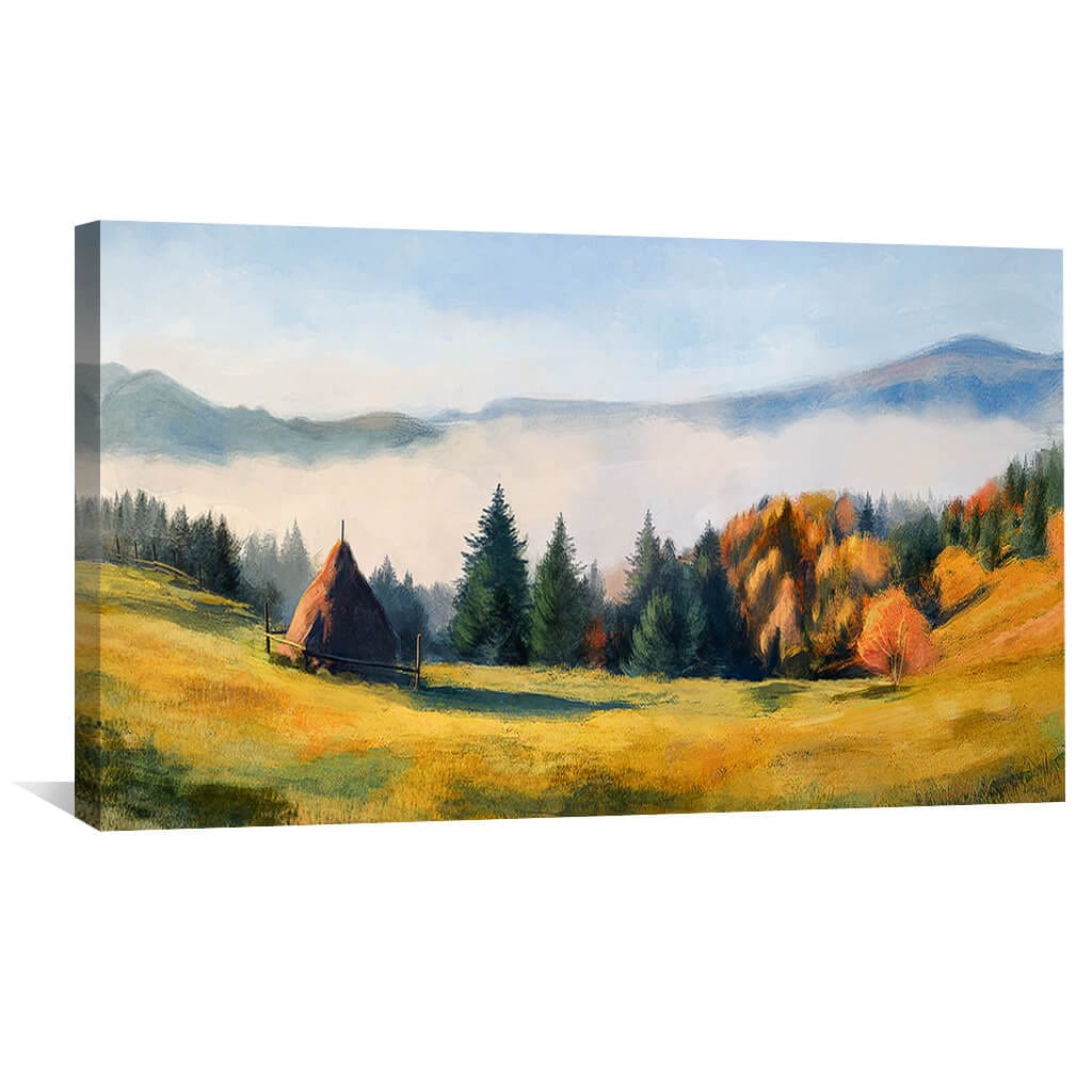 Tranquil Mountain Landscape Oil Painting for Serene Home Decor