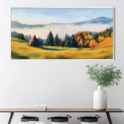 Tranquil Mountain Landscape Oil Painting for Serene Home Decor