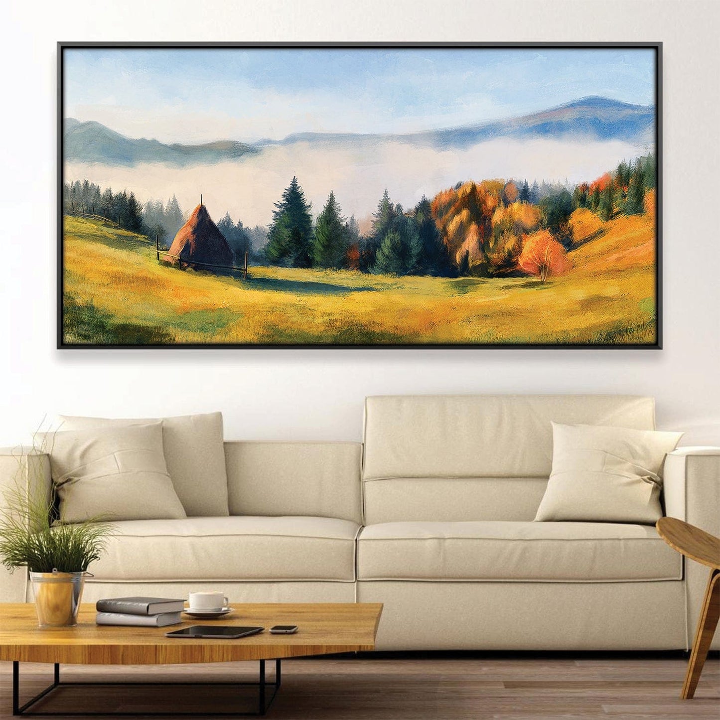 Tranquil Mountain Landscape Oil Painting for Serene Home Decor