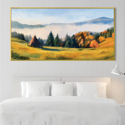 Tranquil Mountain Landscape Oil Painting for Serene Home Decor