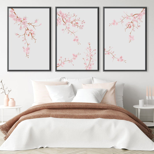 Blossoming Serenity Art: Elegant Pink Floral Oil Painting for Tranquil Home Decor