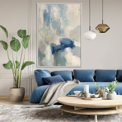 Tranquil Blue Abstract Oil Painting for Modern Home Decor