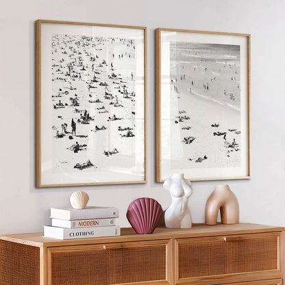 Black and White Bondi Beach Bathers Art Print Set for Coastal Home Decor