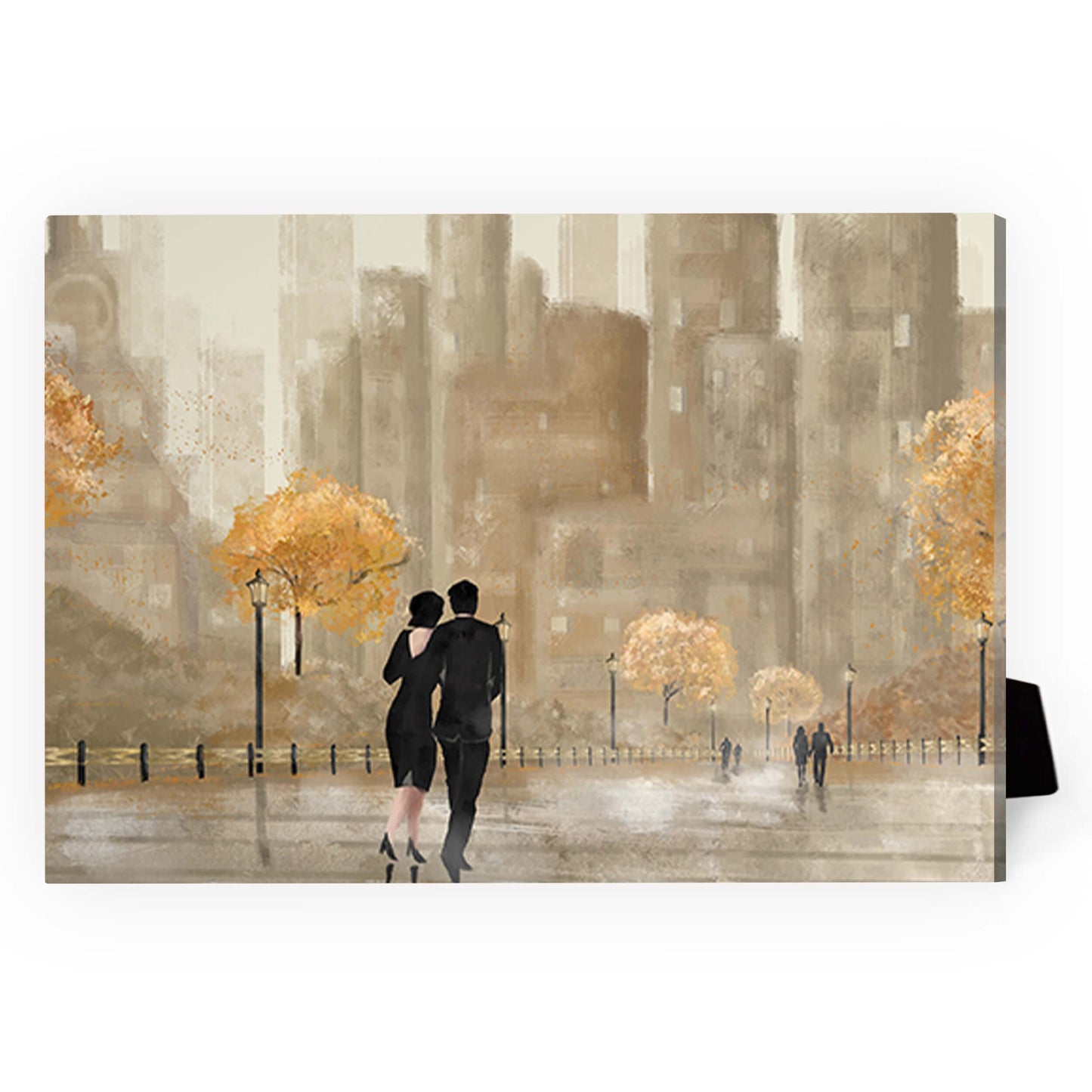 Romantic Autumn Stroll Oil Painting for Modern Home Decor