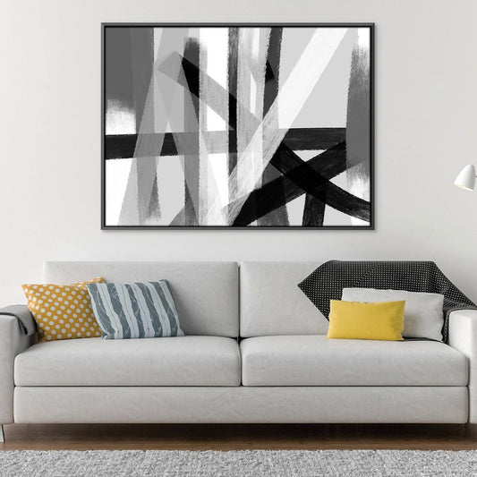 Contemporary Black and White Abstract Oil Painting for Modern Home Decor