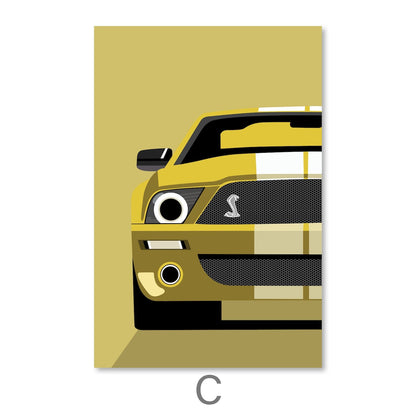 Vibrant Speed: Abstract Car Canvas Art for Auto Enthusiasts