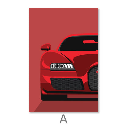 Vibrant Speed: Abstract Car Canvas Art for Auto Enthusiasts