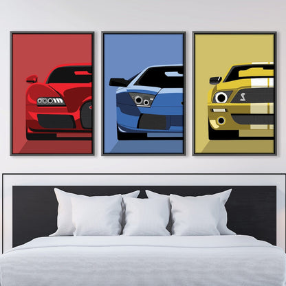 Vibrant Speed: Abstract Car Canvas Art for Auto Enthusiasts