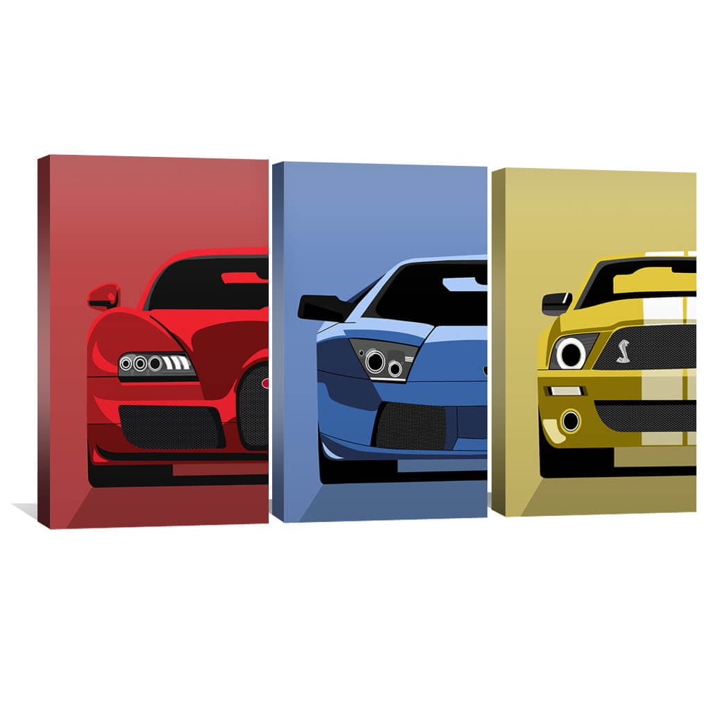 Vibrant Speed: Abstract Car Canvas Art for Auto Enthusiasts