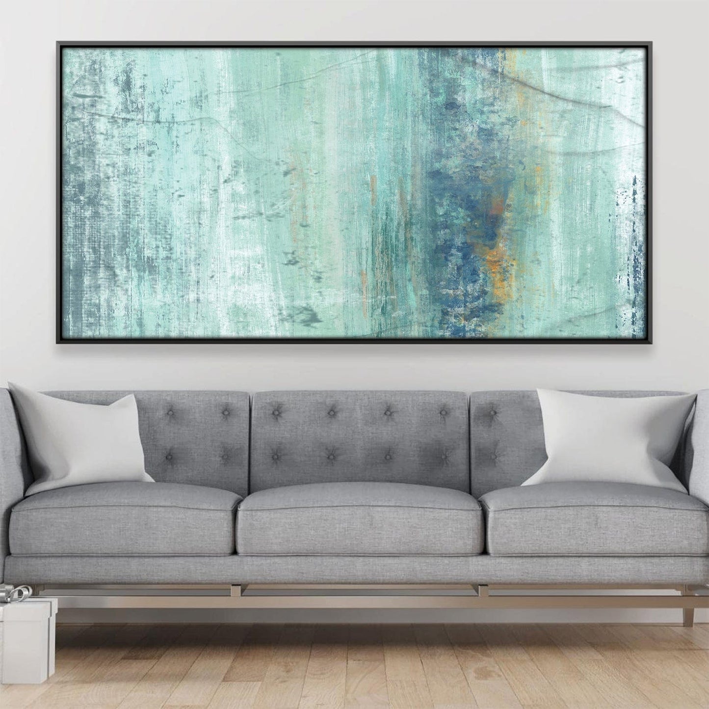 Tranquil Turquoise Abstract Oil Painting for Modern Home Decor