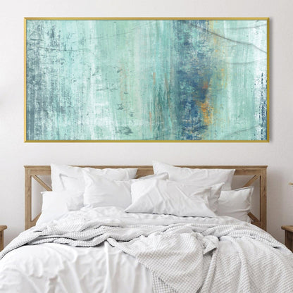 Tranquil Turquoise Abstract Oil Painting for Modern Home Decor