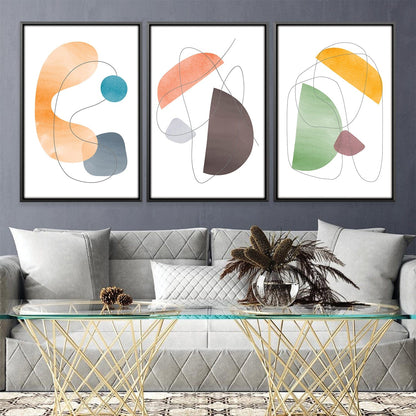 Abstract Colorful Shapes and Lines Oil Painting for Modern Home Decor