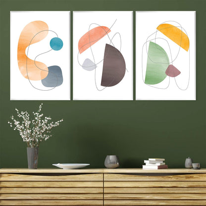 Abstract Colorful Shapes and Lines Oil Painting for Modern Home Decor