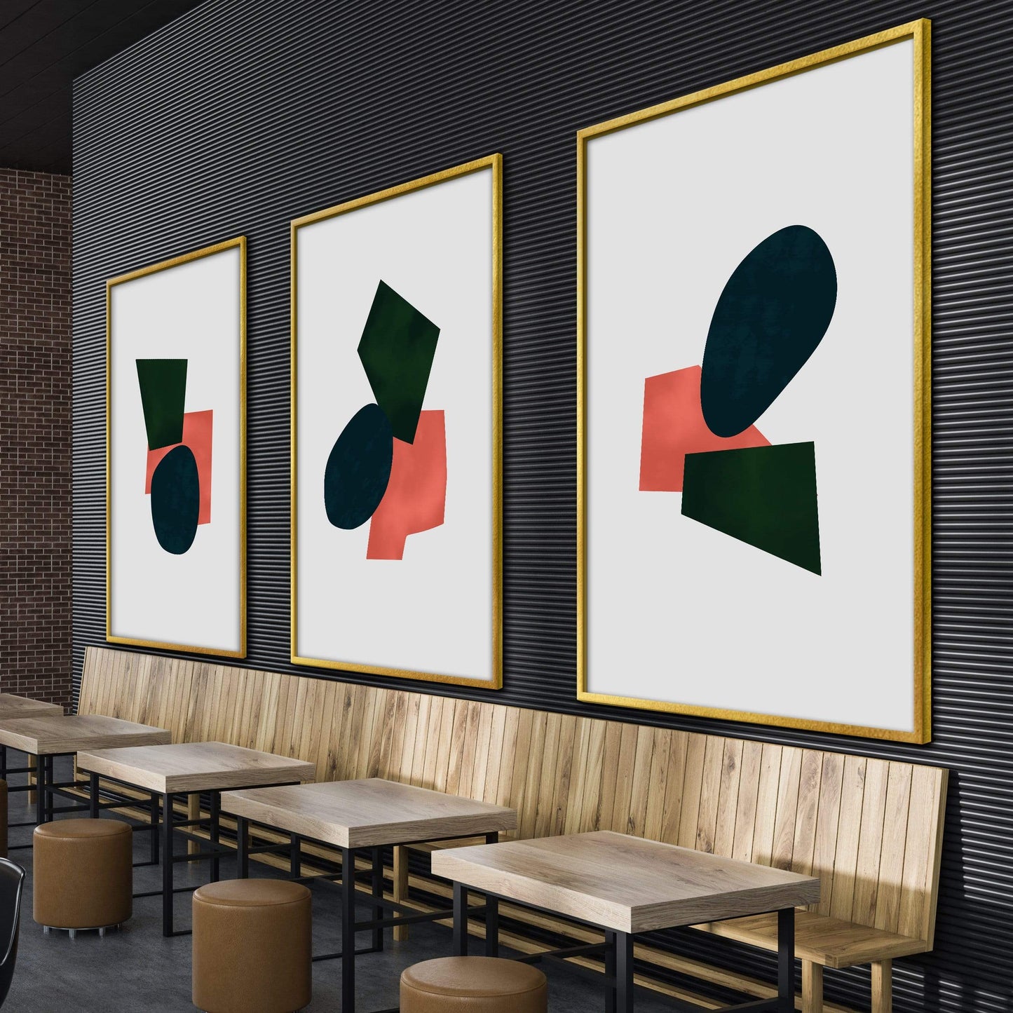 Modern Abstract Oil Painting with Geometric Shapes and Bold Colors