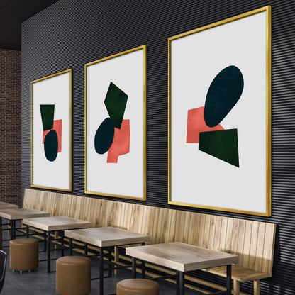 Modern Abstract Oil Painting with Geometric Shapes and Bold Colors