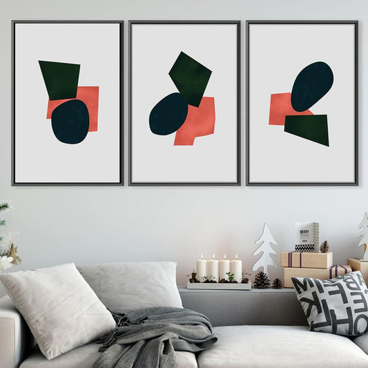 Modern Abstract Oil Painting with Geometric Shapes and Bold Colors