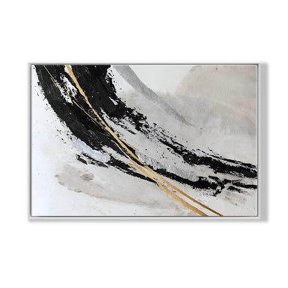 Abstract Black and Gold Modern Oil Painting for Elegant Home Decor