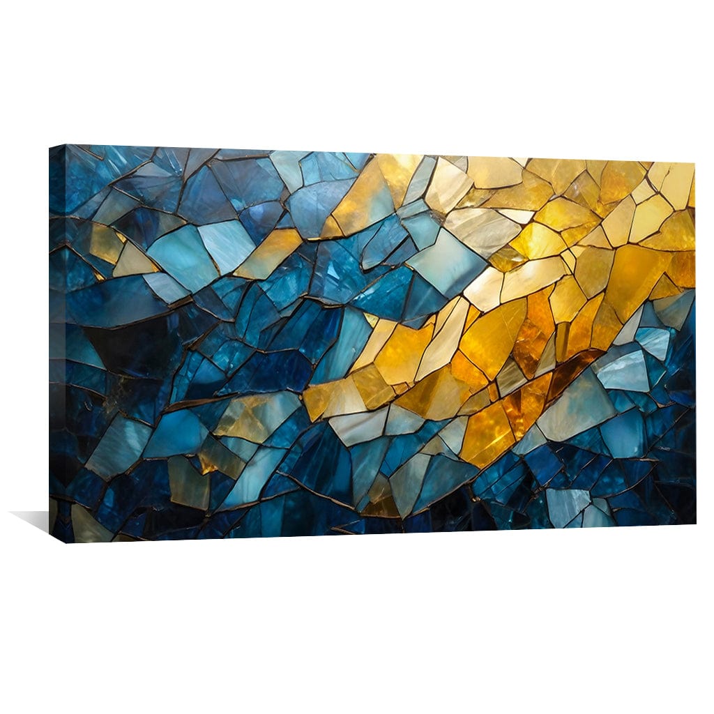 Vibrant Blue and Gold Abstract Oil Painting for Modern Home Decor