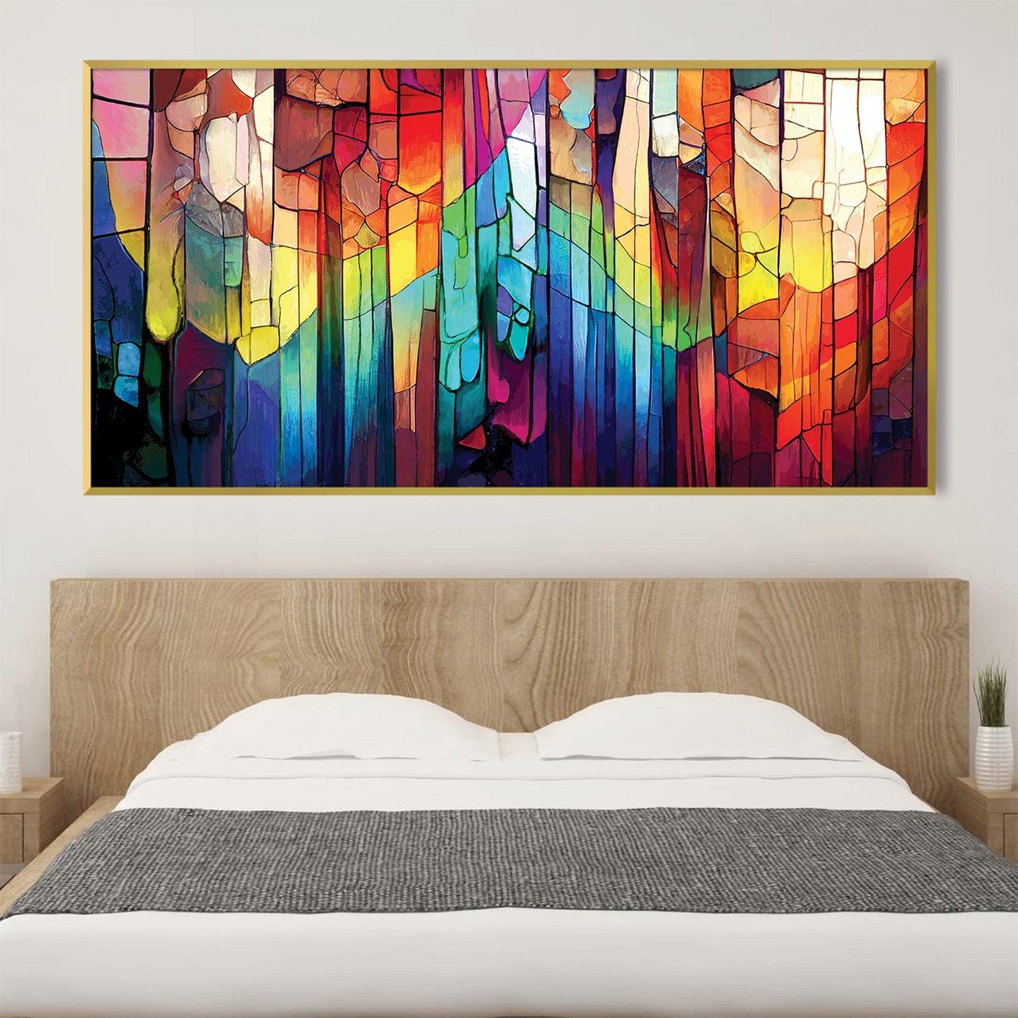 Vibrant Abstract Oil Painting of Colorful Geometric Shapes for Modern Decor