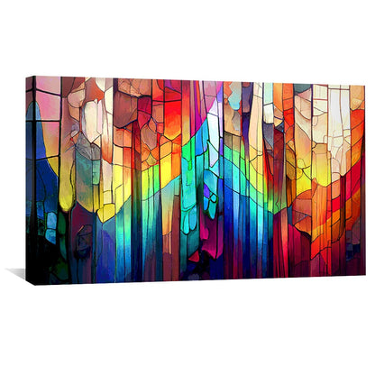 Vibrant Abstract Oil Painting of Colorful Geometric Shapes for Modern Decor