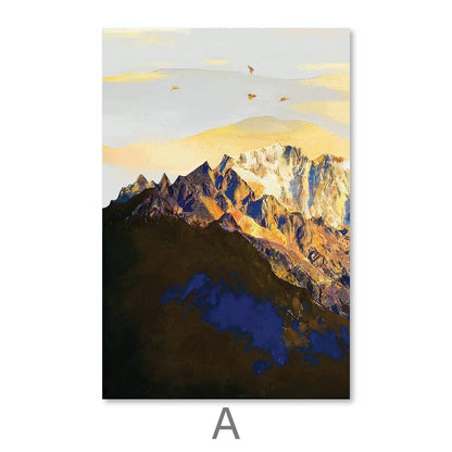 Majestic Mountain Sunrise Oil Painting for Home Decor and Art Lovers