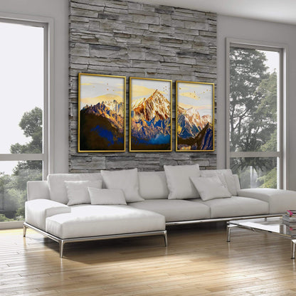 Majestic Mountain Sunrise Oil Painting for Home Decor and Art Lovers