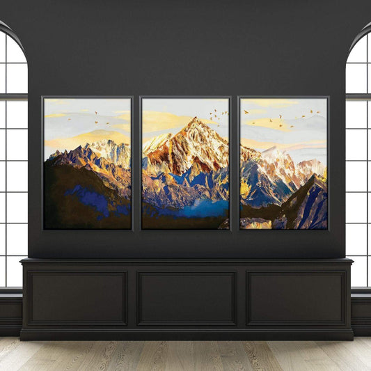 Majestic Mountain Sunrise Oil Painting for Home Decor and Art Lovers