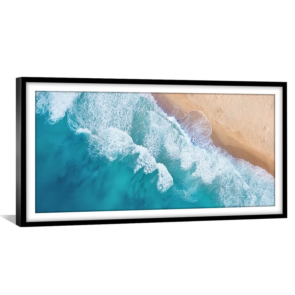 Tranquil Ocean Waves on Sandy Shore - Serene Coastal Oil Painting