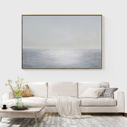 Tranquil Ocean Horizon: Serene Oil Painting for Calm Home Décor