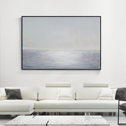 Tranquil Ocean Horizon: Serene Oil Painting for Calm Home Décor