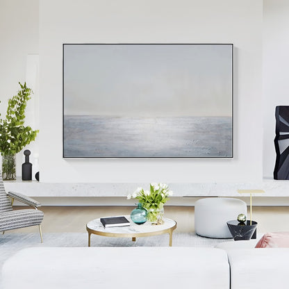 Tranquil Ocean Horizon: Serene Oil Painting for Calm Home Décor