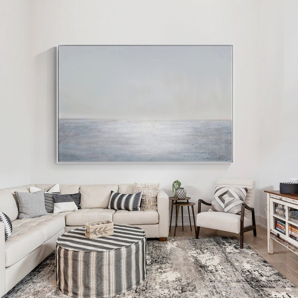 Tranquil Ocean Horizon: Serene Oil Painting for Calm Home Décor