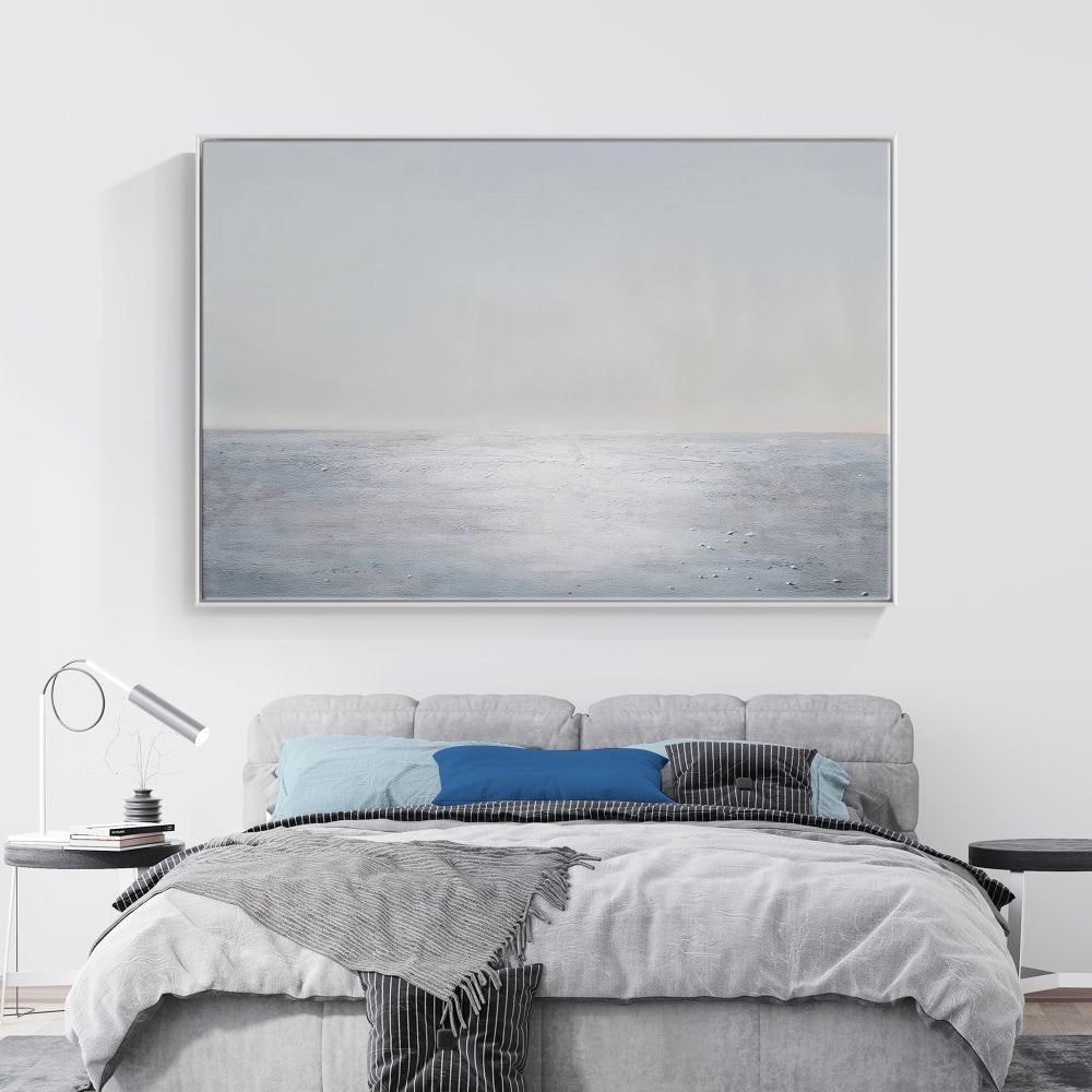 Tranquil Ocean Horizon: Serene Oil Painting for Calm Home Décor