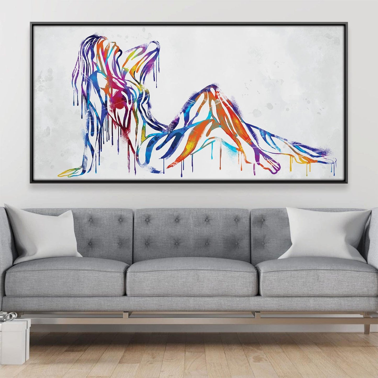 Vibrant Abstract Female Silhouette Oil Painting for Modern Home Decor