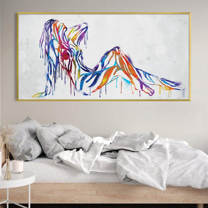 Vibrant Abstract Female Silhouette Oil Painting for Modern Home Decor