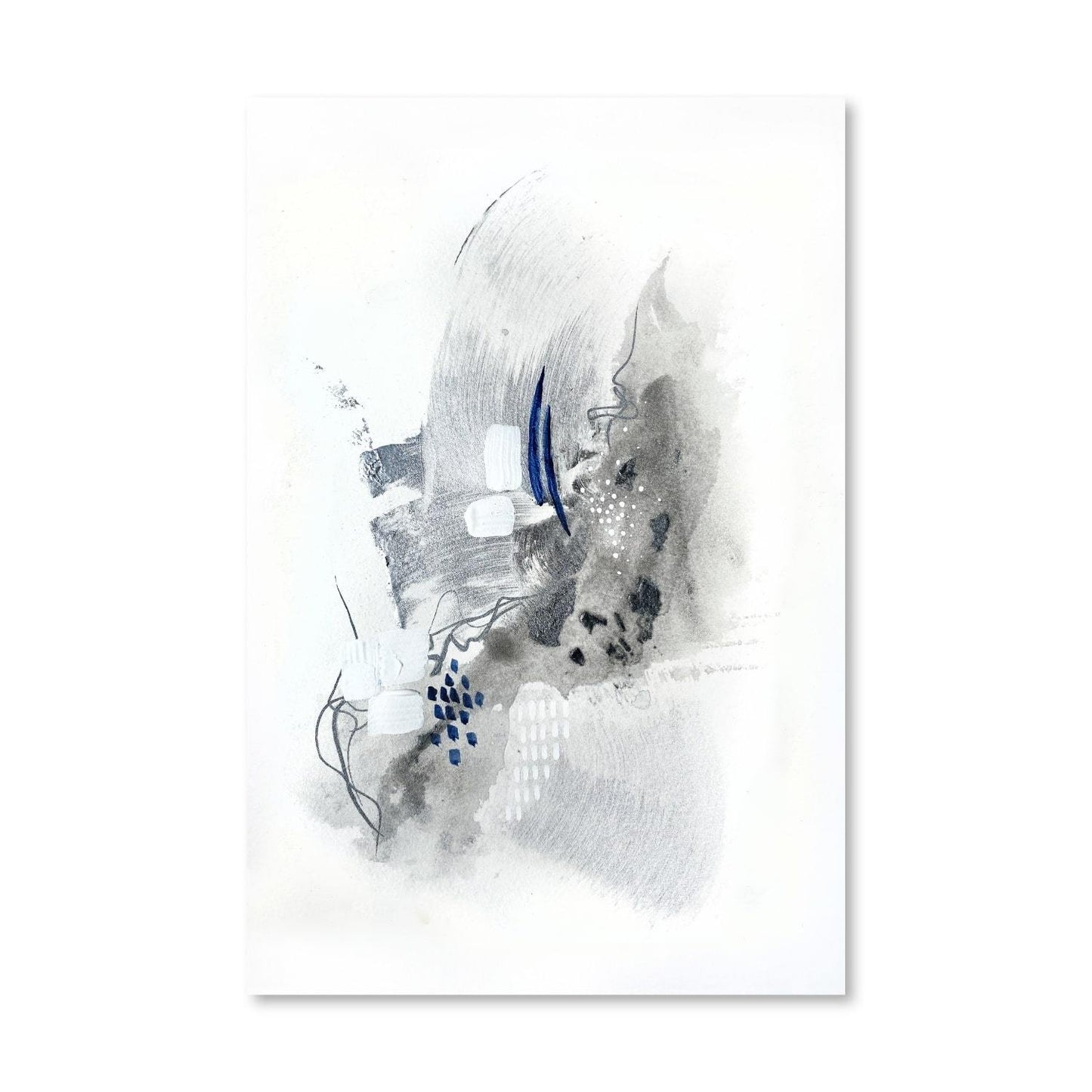 Serene Abstract Landscape Oil Painting in Soft Grays and Blues for Modern Décor