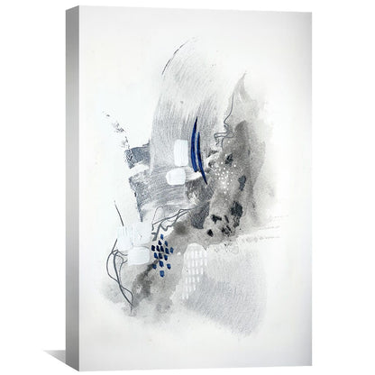 Serene Abstract Landscape Oil Painting in Soft Grays and Blues for Modern Décor