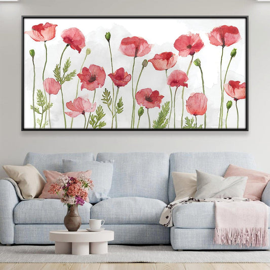 Vibrant Pink Poppy Floral Oil Painting for Elegant Home Decor