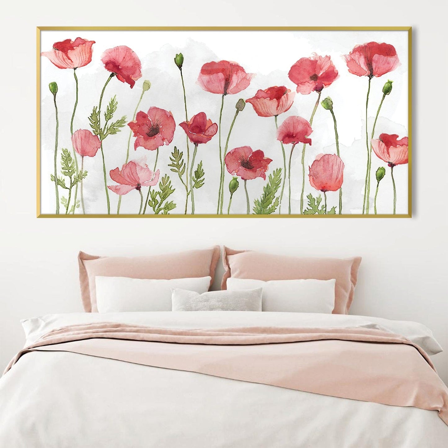 Vibrant Pink Poppy Floral Oil Painting for Elegant Home Decor