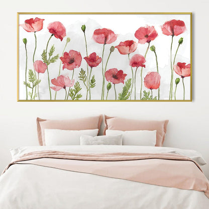 Vibrant Pink Poppy Floral Oil Painting for Elegant Home Decor