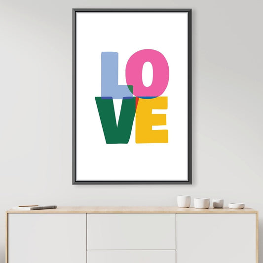 Colorful Love Abstract Canvas Art for Modern Home Décor