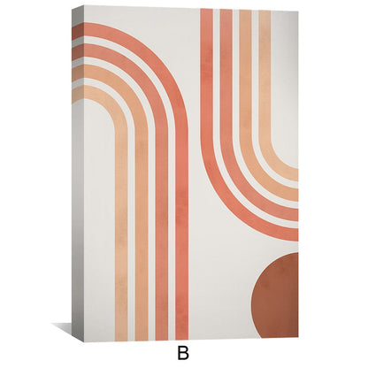 Modern Abstract Oil Painting with Geometric Shapes and Warm Earth Tones