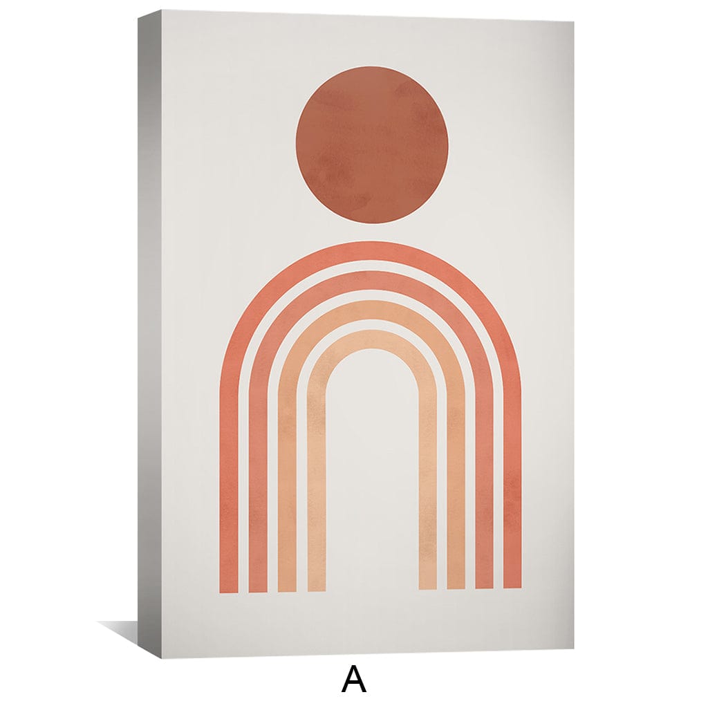 Modern Abstract Oil Painting with Geometric Shapes and Warm Earth Tones