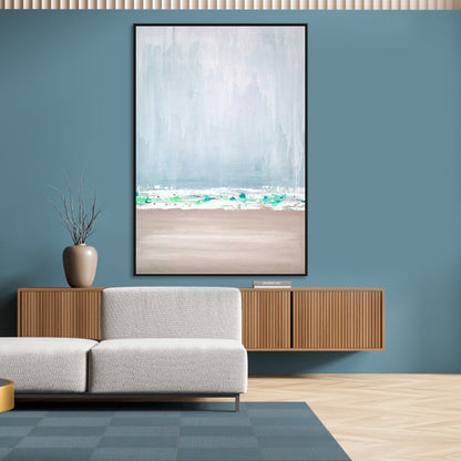 Tranquil Coastal Serenity: Abstract Oil Painting for Modern Home Decor