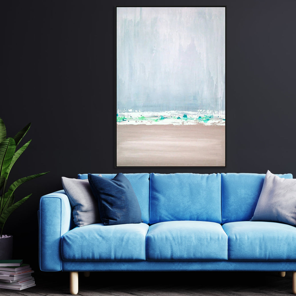 Tranquil Coastal Serenity: Abstract Oil Painting for Modern Home Decor