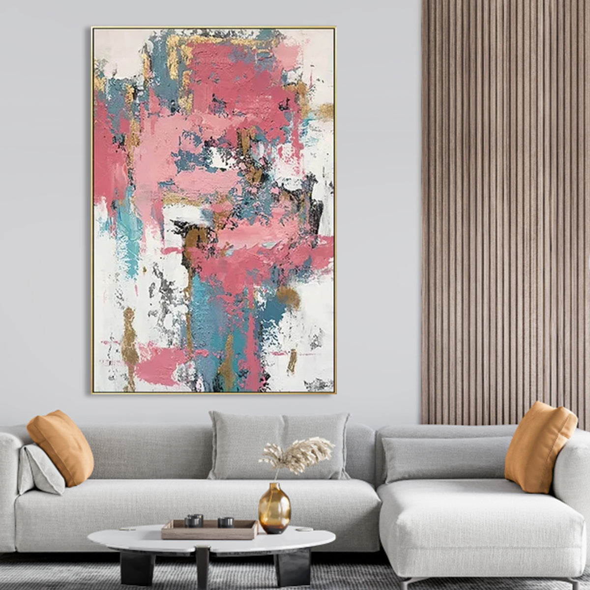 Vibrant Abstract Oil Painting of Melodic Colors and Textures for Modern Home Decor