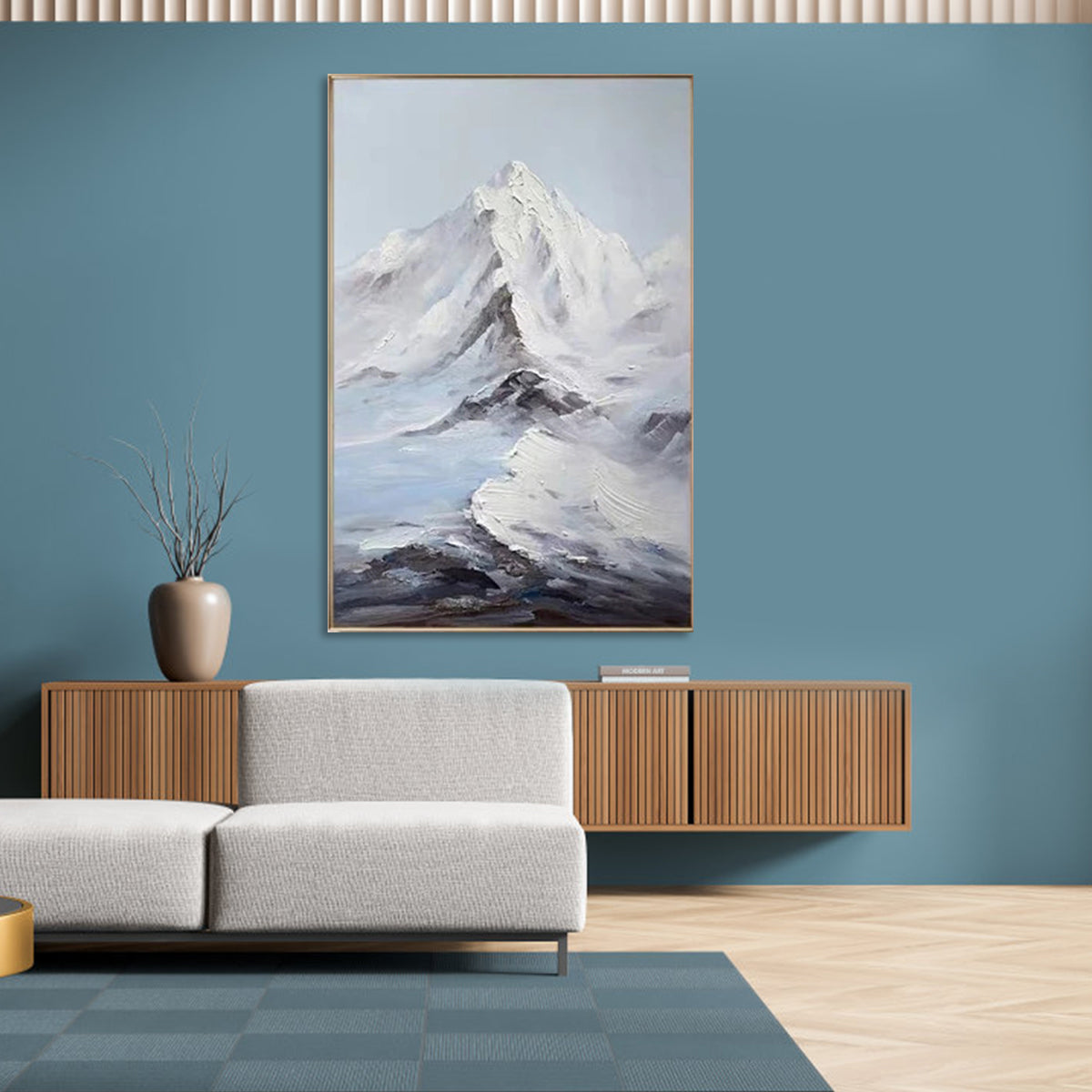 Majestic Snow-Capped Mountain Landscape Oil Painting for Home Décor