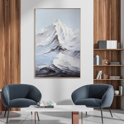 Majestic Snow-Capped Mountain Landscape Oil Painting for Home Décor